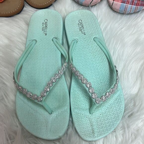 Capelli  Sand Rhinestone Flip Flops Mad Love and Mossino Supply Size 8 D18 - Picture 4 of 5